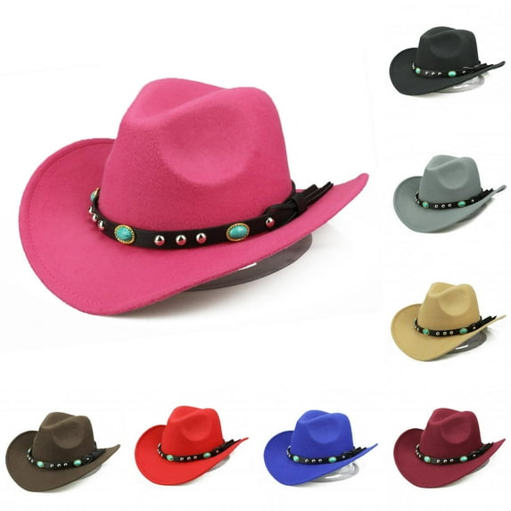 Limei Womens Fashion Western Cowboy Hat with Roll Up Brim Felt Cowgirl Sombrero Caps