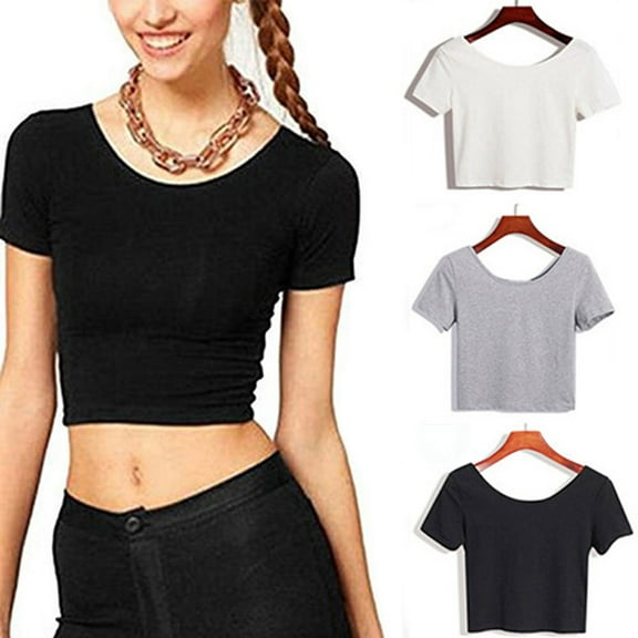 Limei Womens Scoop Neck Short Sleeve Slim Fit T Shirt Tunic Tops Tee, White