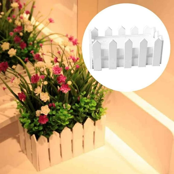 Limei Wooden Picket Fence, 11.8" Flower Plant Pot Wooden Window Box Garden Decking Boards Trough Fence Decor for Indoor Office Wedding Home Decor (White)