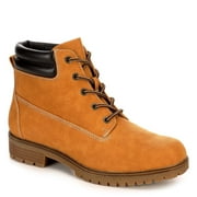 Limelight Womens Brett Faux Leather Lace Up Boot Shoes, Camel 6