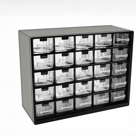 Limerenc 25 Drawer Plastic Small Parts Organizer, Storage Bin with Drawers for Hardware, Parts, Crafts, Beads, fuse-bead craft12" W x 5" D x 9" H, Black