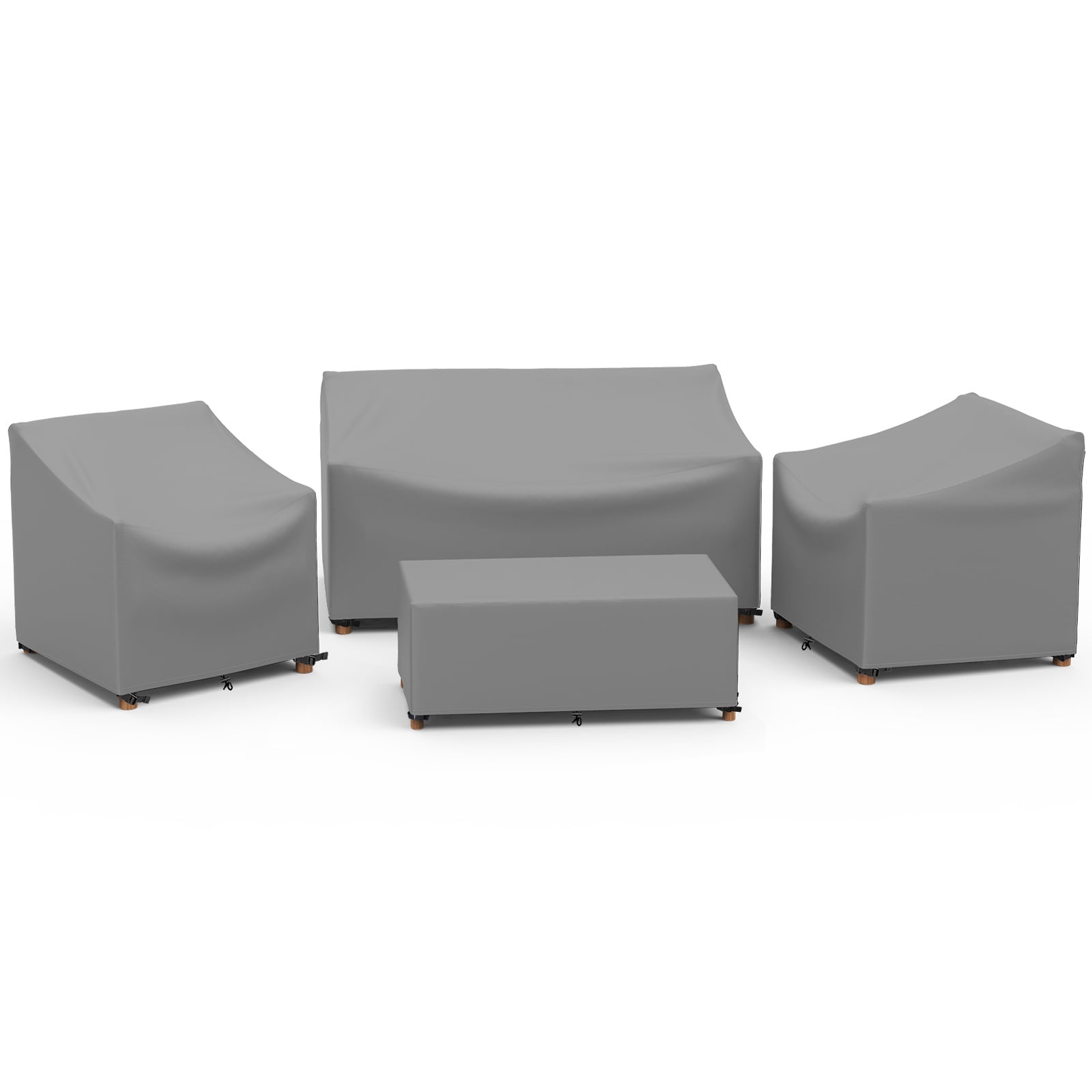 Limerenc Patio Furniture Covers, 4-Piece Outdoor Furniture Covers Waterproof for Patio Loveseat, Chair and Coffee Table, Gray