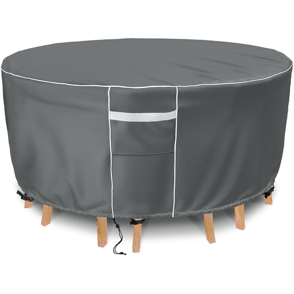 Limerenc Outdoor Round Table Cover, Shield Round Patio Furniture Cover, Heavy Duty Outdoor Table and Chairs Cover