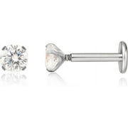 18G Flat Back Earrings Studs-Hypoallergenic F136 Implant Grade Titanium Cartilage Stud Earring | Internally Threaded Cubic Zirconia Nose Stud Lip Medusa Tragus Helix Piercing Jewelry