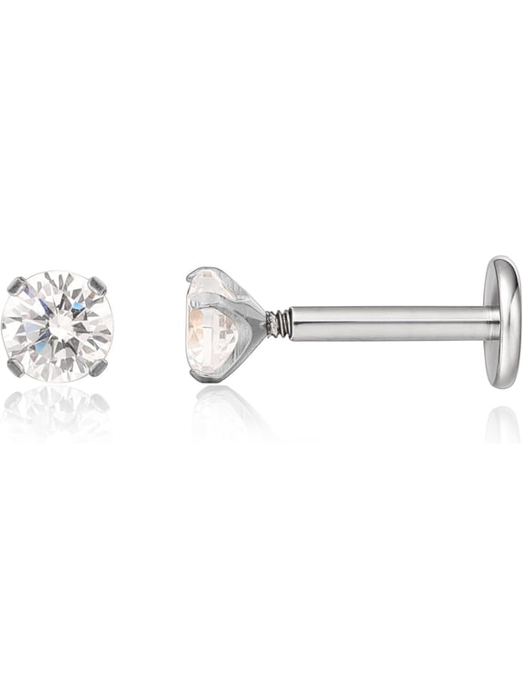 18G Internally Threaded Titanium Earring Studs Flat Back Studs Earrings Nose Rings Tragus Helix Conch Cartilage Lobe Earrings Piercing Jewelry For Women Men