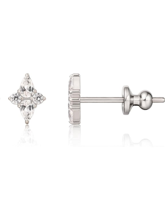 Limerencia F136 Pure Titanium Hypoallergenic Implant Grade Studs, G23 Titanium Cubic Zirconia Earrings for Women and Men Sensitive Ears
