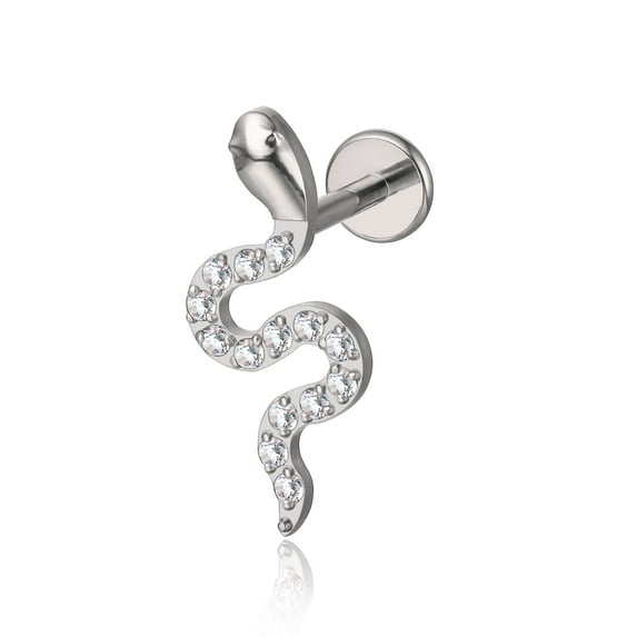 Limerencia Titanium Earrings with Snake Flat Back Internal Threading, Unisex (1 Piece)
