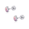 thumbnail image 1 of Limerencia Flat Back Screw Back Opal Stud Earrings, Titanium Stud Earrings for Helix Cartilage Tragus Earlobe Piercing for Women&nbsp; Men，Purple 4mm, 1 of 8