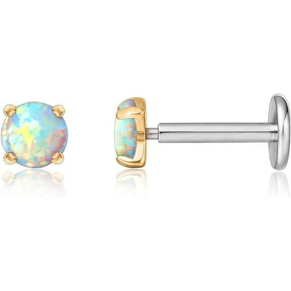 Limerencia G23 Hypoallergenic 18g Flat Back Stud Earrings | F136 Implant Grade Titanium Press Fit Threadless Push Pop in Cartilage Helix Labret Lip Monroe Tragus Piercing Studs