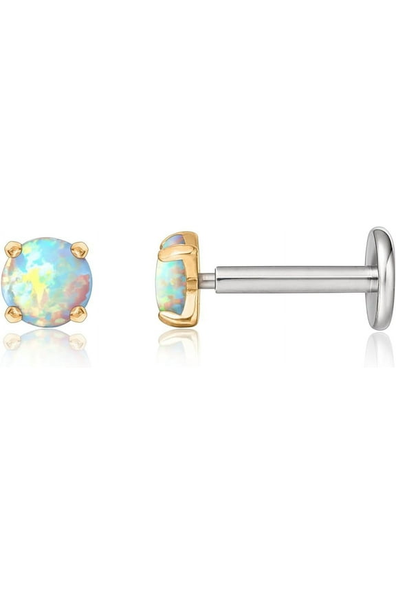 Limerencia G23 Hypoallergenic 18g Flat Back Stud Earrings | F136 Implant Grade Titanium Press Fit Threadless Push Pop in Cartilage Helix Labret Lip Monroe Tragus Piercing Studs
