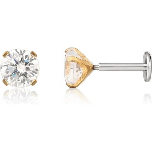 Limerencia G23 Hypoallergenic 18g Flat Back Stud Push In Cartilage Stud, Lip/Nose Stud, Men's & Women's