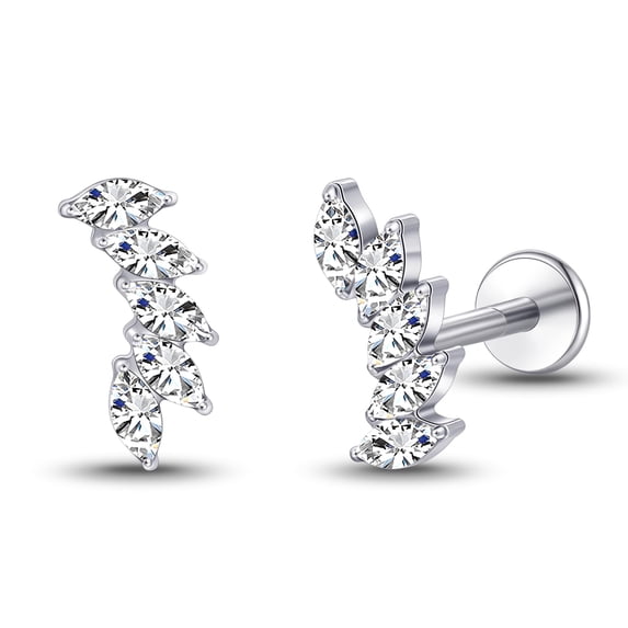 Limerencia Titanium Threadless Stud Earrings Flat Back Tiny CZ Small Nose Helix Cartilage Tragus Conch Labret Medusa Monroe Piercing Jewelry for Women Men