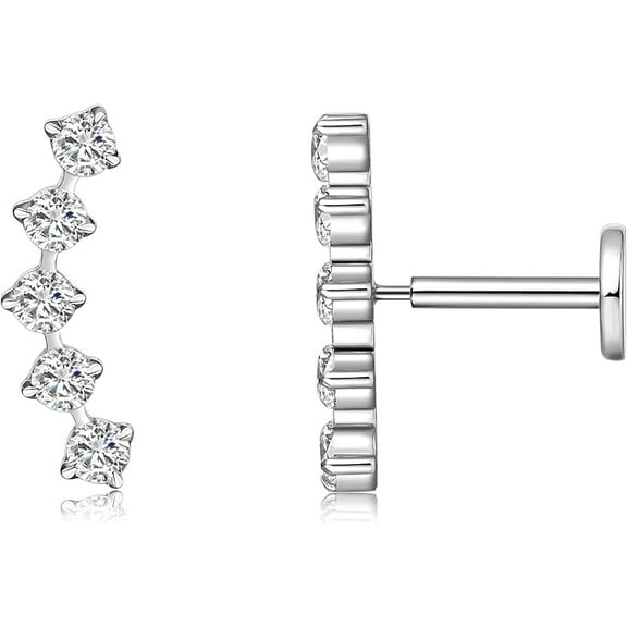 Limerencia G23 Hypoallergenic 18g Flat Back Stud Earrings Implant Grade Titanium Cartilage Piercing Studs for Men and Women