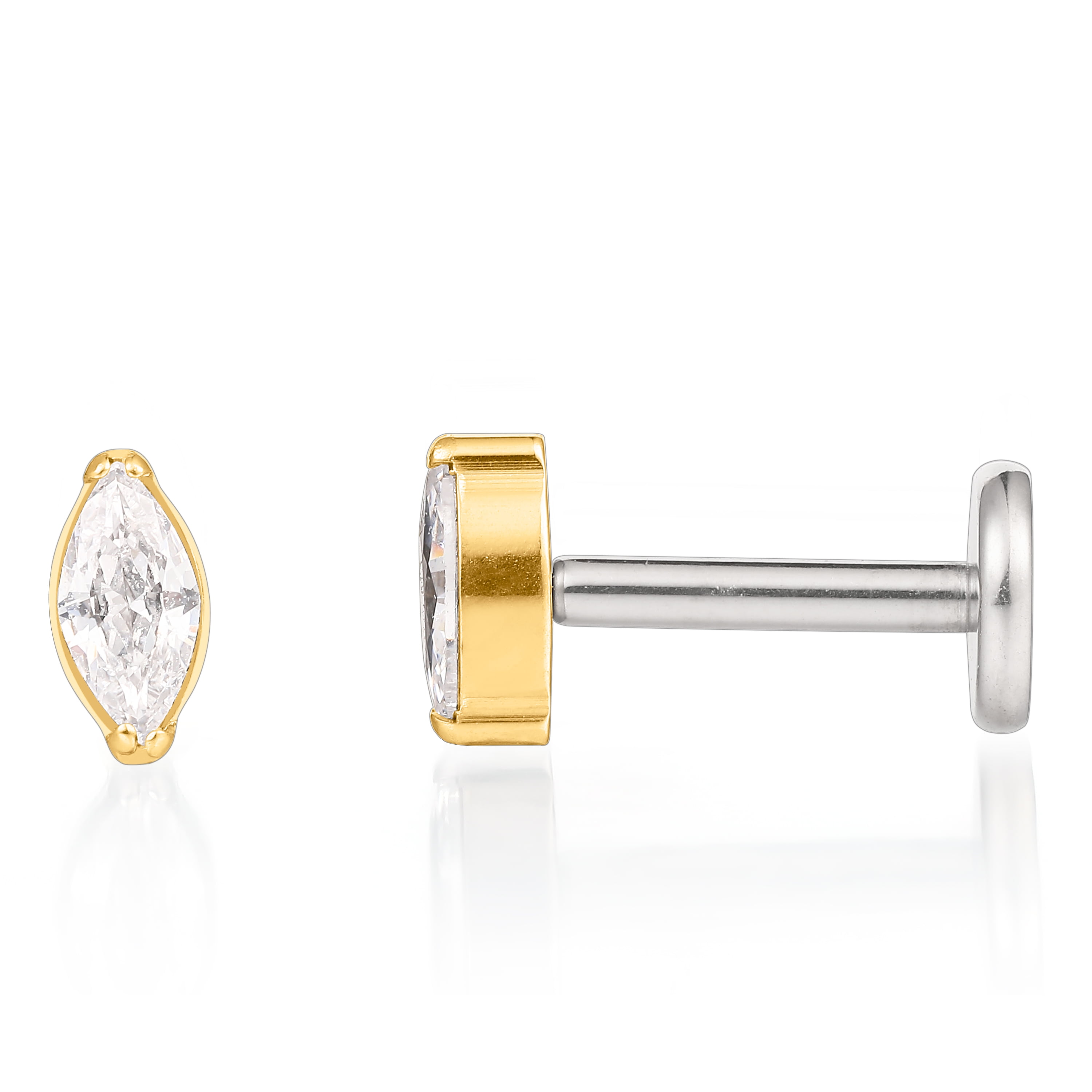 Limerencia G23 Hypoallergenic 18g Flat Back Stud Push In Cartilage Stud ...