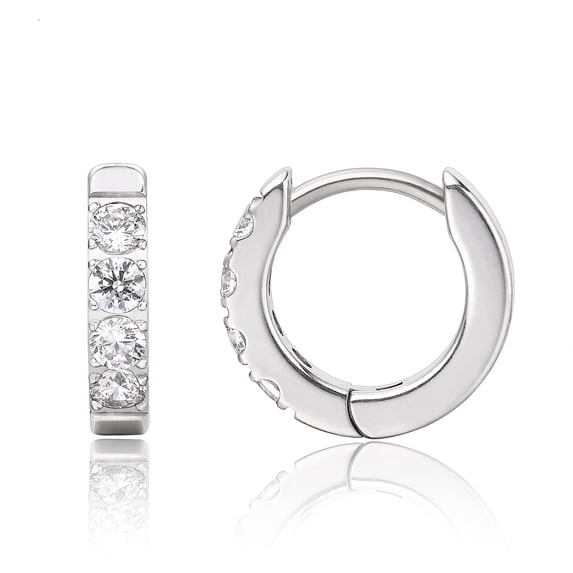 Limerencia Silver Small Hoop Earrings for Women Men Cubic Zirconia, Cuff Earrings Mini Piercing Jewelry for Women Sensitive Ears
