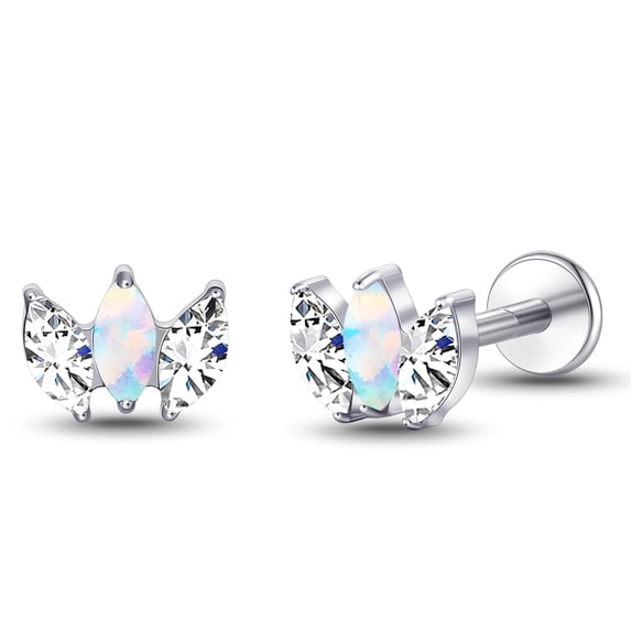 Limerencia Titanium Flat Back Earrings Stud 18G Hypoallergenic Flatback Earrings Threadless Push Pop in Studs for Nose, Helix, Tragus, Conch, Labret Piercing