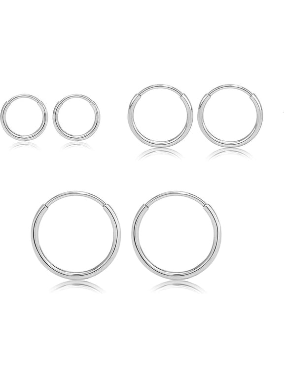 Limerencia Unisex Dainty Tiny Titanium Cartilage Huggie Hoop Earrings, 3 Pairs F136 Titanium Endless Hoops Earring for Sensitive Ears