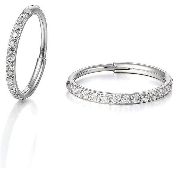 Limerencia G23 Titanium Slim Hoop Earrings, Hypoallergenic Nose/Lip Earrings Silver Unisex