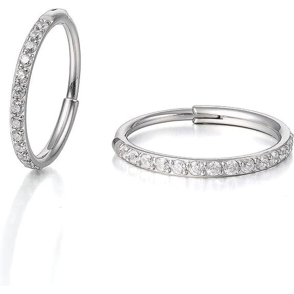 Limerencia Slim Hoop Earrings for Women - Hypoallergenic Small Cubic Zirconia Huggie Earring Dainty -10mm