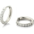 thumbnail image 1 of Limerencia Hypoallergenic G23 Pure Titanium Pairs Small Huggie Hoop Earrings  (14mm, White CZ), 1 of 7