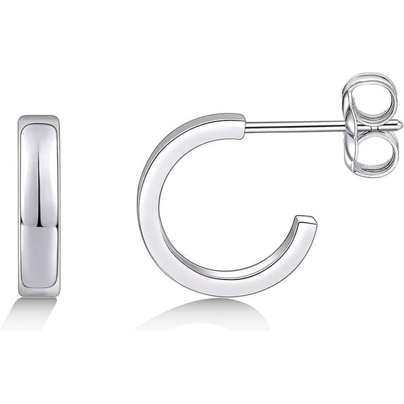 Chunky Hoop Earrings for Women Trendy, Titanium Lightweight Hypoallergenic, Thick Open Huggie Hoops Earring