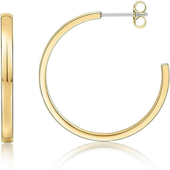 Limerencia Hypoallergenic G23 Pure Titanium Post Thin Square Edge Open Hoop | Womens Dainty Hoop Earrings | Lightweight