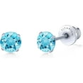 thumbnail image 1 of Limerencia Hypoallergenic G23 Pure Titanium Screw Back Earrings Post for Sensitive Ears Simulated Diamond Cartilage (5mm, Aquamarine), 1 of 7