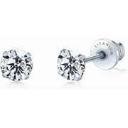 LIMERENCIA TITANIUM JEWELRY Limerencia Hypoallergenic G23 Pure Titanium Screw Back Earrings Post for Sensitive Ears Simulated Diamond Cartilage (5mm, White CZ)
