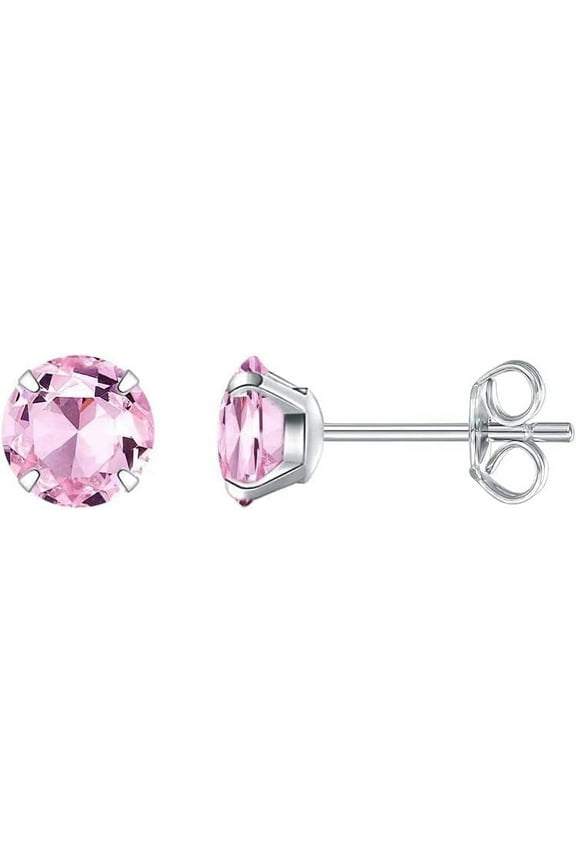 Limerencia Hypoallergenic G23 Titanium Earrings For Sensitive Ears, Simulated Diamonds (Pink)
