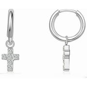 LIMERENCIA TITANIUM JEWELRY Limerencia Hypoallergenic Pure Titanium Earrings with Cross Zirconia Dangles Fine Women's Earrings