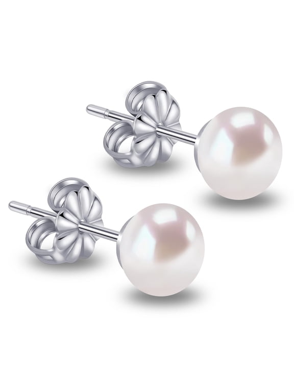 Pearl Earrings for Women, Hypoallergenic Titanium Pearl Stud Earrings for Sensitive Ear, Elegant Jewelry Gift for Birthday Anniversary Wedding Daily Wear