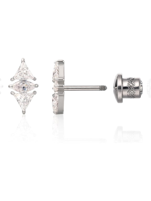 Limerencia Hypoallergenic Titanium F136 Screw In Flat Back Earrings Implant Grade G23 Tragus Helix Cartilage 20G Piercing for Women's Sensitive Ears