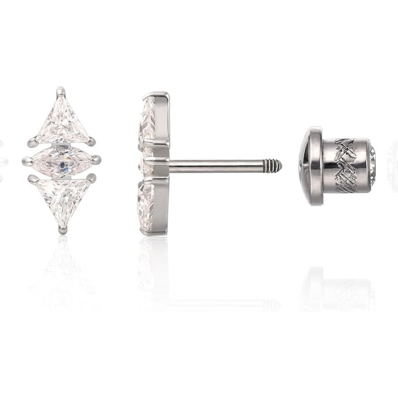 Limerencia Hypoallergenic Titanium F136 Screw In Flat Back Earrings Implant Grade G23 Tragus Helix Cartilage 20G Piercing for Women's Sensitive Ears