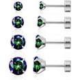 thumbnail image 1 of Limerencia Hypoallergenic Titanium Jewelry Flat Back Cartilage Earrings, Cubic Zirconia Studs, Pack of 4 Pairs, 1 of 5