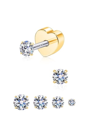 Limerencia Moissanite Stud Earrings for Women Men, F136 Hypoallergenic Titanium Earrings for Sensitive Ears, 18K White Gold Plated Heart Flat Back,3mm