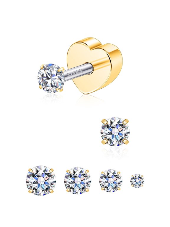 Limerencia Moissanite Stud Earrings for Women Men, F136 Hypoallergenic Titanium Earrings for Sensitive Ears,3mm