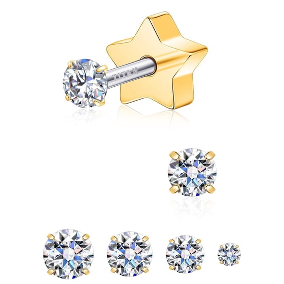 Limerencia Moissanite Stud Earrings for Women Men, F136 Hypoallergenic Titanium Earrings for Sensitive Ears,3mm