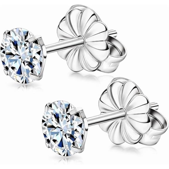 Limerencia Moissanite Stud Earrings for Women and Men,F136 Titanium Screw Back Earrings, Hypoallergenic Earrings for Daily Wear,Silver 3mm