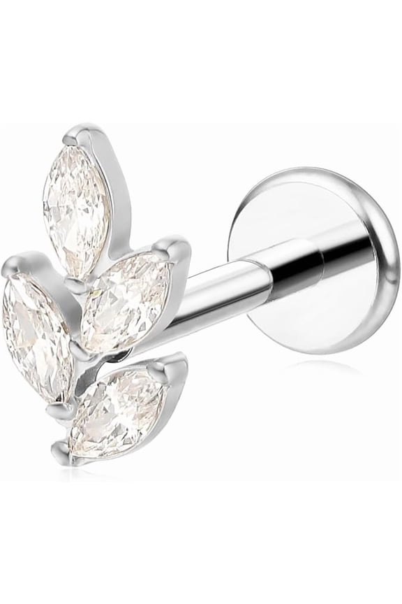 Limerencia Titanium F136 Hypoallergenic Flat Back Stud Earrings for Cartilage/Nose/Lip Piercing for Men and Womenļ¼1Pc)