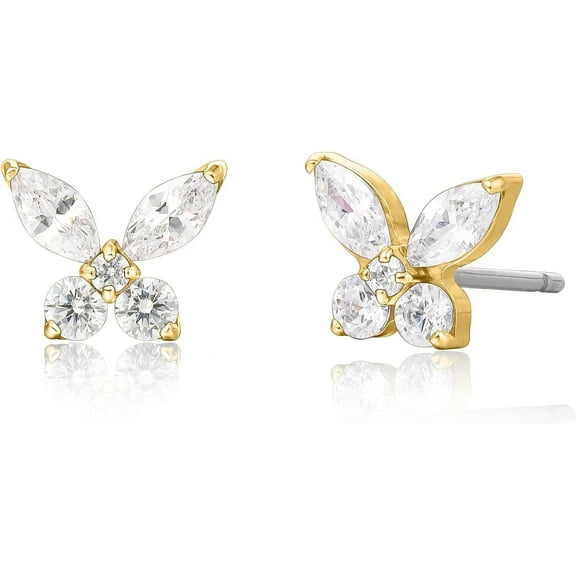 Limerencia Butterfly Zirconia Earrings, Hypoallergenic Titanium Women's Earrings