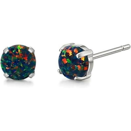 Limerencia Pure Titanium Hypoallergenic Earrings 5mm Black Opal Implant Grade|Delicate Jewelry for Sensitive Ears
