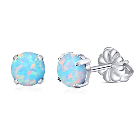 F136 Implant Grade Titanium Stud Earrings | Hypoallergenic Stud Earrings for Tragus Cartilage | Light Blue Opal Stud Earrings for Women Men