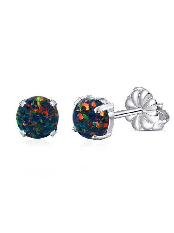 Titanium Stud Earrings for Women Men | Hypoallergenic, Implant Grade Surgical Steel | Black Opal Earring Studs for Sensitive Ears