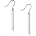 thumbnail image 1 of Limerencia Vertical Bar Shiny Grey Earrings, Women's Dangle for Sensitive Ears, Titanium, 2-Pack, 1 of 6