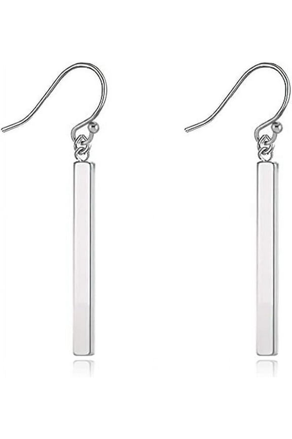 Limerencia Pure Titanium Vertical Bar Dangle Earrings Hypoallergenic for Sensitive Ears Women(30mm, Silver)