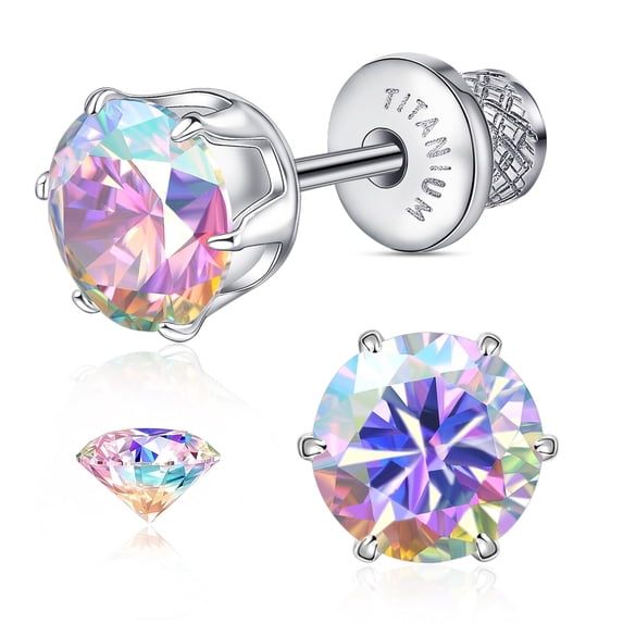 Limerencia Titanium Hypoallergenic CZ Flat Back Stud Earrings for Women 20G F136 Implant Grade, 6-Prong Nickel-Free Flat Screw Back, Cartilage Tragus Earring, 24H Comfort Wear for Sensitive Ears