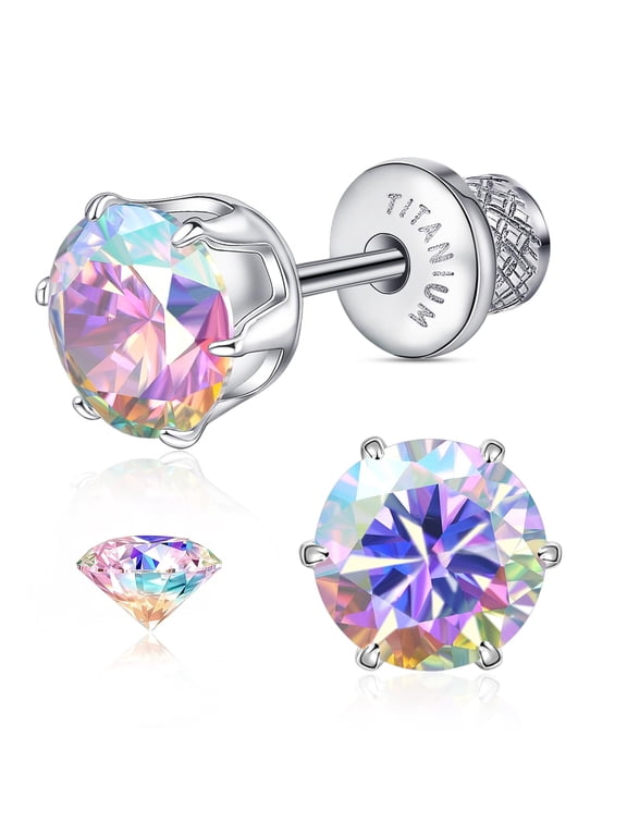 Limerencia Titanium Hypoallergenic CZ Flat Back Stud Earrings for Women 20G F136 Implant Grade, 6-Prong Nickel-Free Flat Screw Back, Cartilage Tragus Earring, 24H Comfort Wear for Sensitive Ears