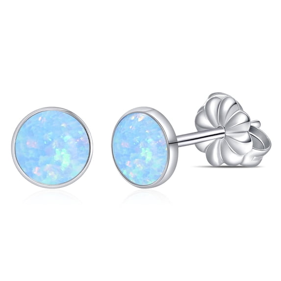Limerencia Titanium Hypoallergenic Earrings, Minimalist Opal Stud Earrings,F136 Implant Grade,Suitable for Sensitive Ears Delicate Jewelry,Light Blue Opal 6mm