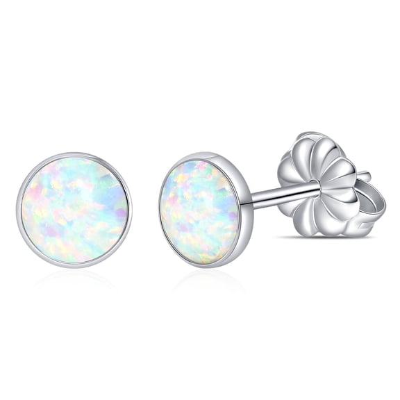Limerencia Titanium Hypoallergenic Earrings, Minimalist Opal Stud Earrings,F136 Implant Grade,Suitable for Sensitive Ears Delicate Jewelry,White Opal 6mm