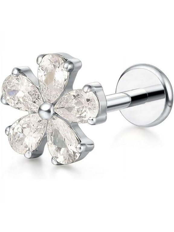 Limerencia Titanium F136 Hypoallergenic Flat Back Stud Earrings for Cartilage/Nose/Lip Piercing for Men and Women(1Pc)